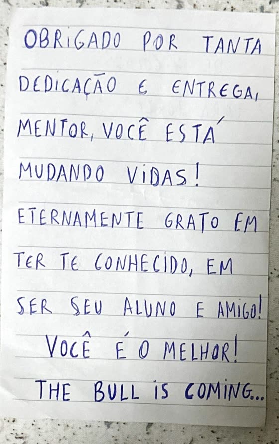 Carta manuscrita do aluno Nicolas